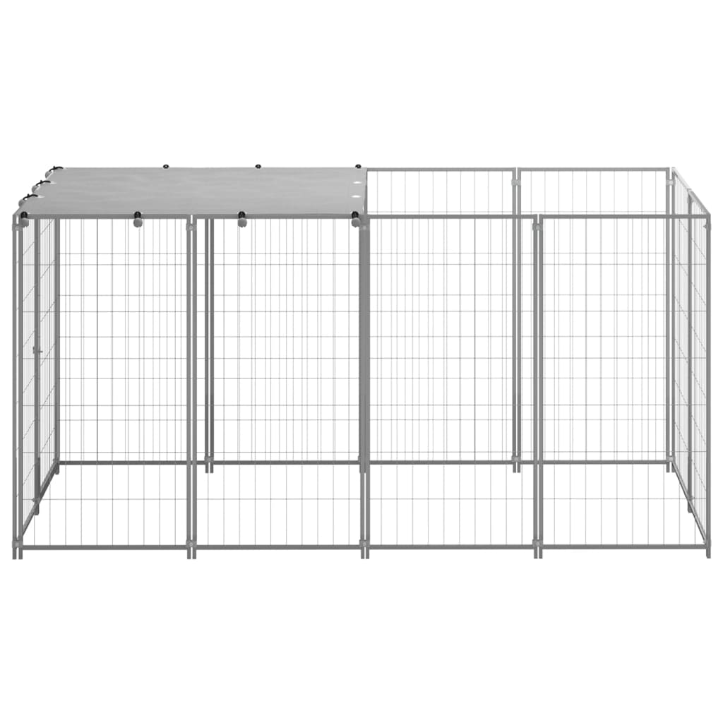 Hondenkennel 2,42 m² staal zilverkleurig - AllerleiShop