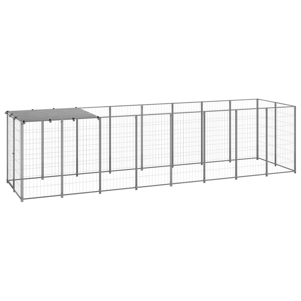 Hondenkennel 4,84 m² staal zilverkleurig - AllerleiShop