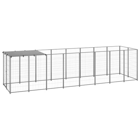 Hondenkennel 4,84 m² staal zilverkleurig - AllerleiShop