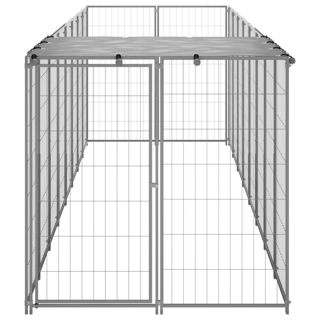 Hondenkennel 4,84 m² staal zilverkleurig - AllerleiShop