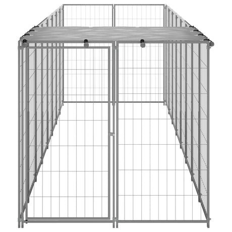 Hondenkennel 4,84 m² staal zilverkleurig - AllerleiShop