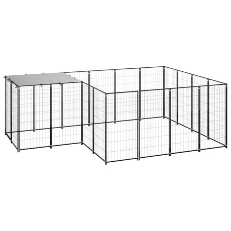 Hondenkennel 6,05 m² staal zwart - AllerleiShop