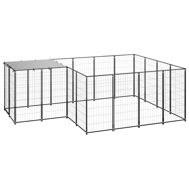 Hondenkennel 6,05 m² staal zwart - AllerleiShop