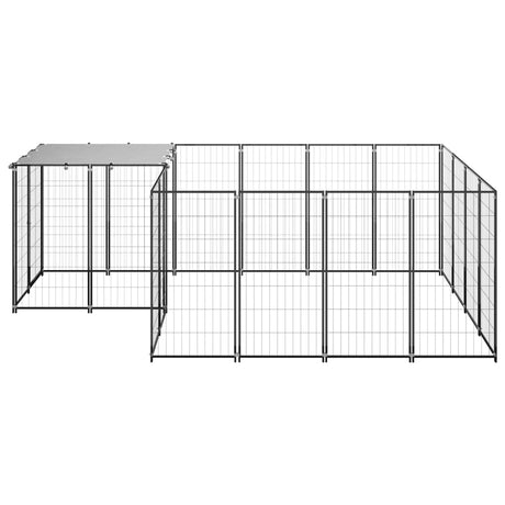 Hondenkennel 6,05 m² staal zwart - AllerleiShop