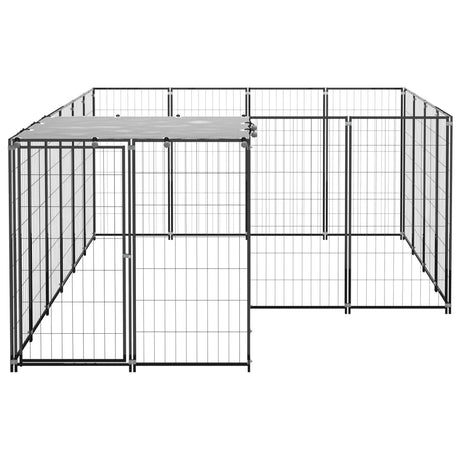 Hondenkennel 6,05 m² staal zwart - AllerleiShop