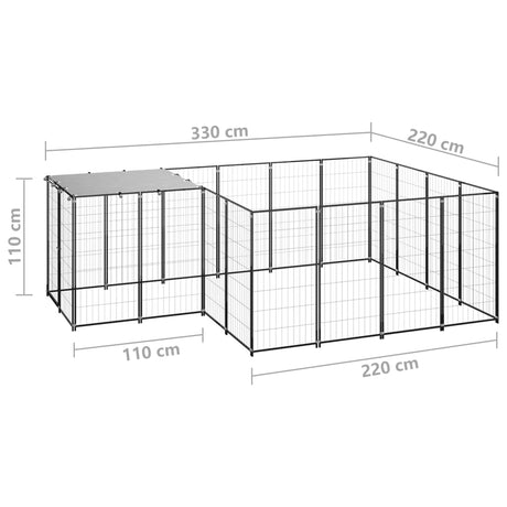 Hondenkennel 6,05 m² staal zwart - AllerleiShop