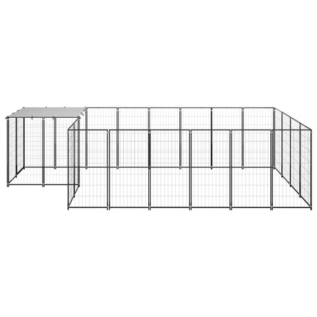 Hondenkennel 8,47 m² staal zwart - AllerleiShop