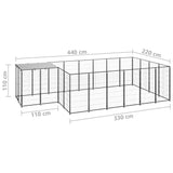 Hondenkennel 8,47 m² staal zwart - AllerleiShop