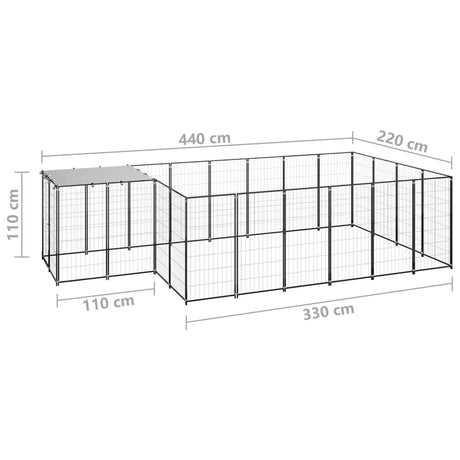 Hondenkennel 8,47 m² staal zwart - AllerleiShop