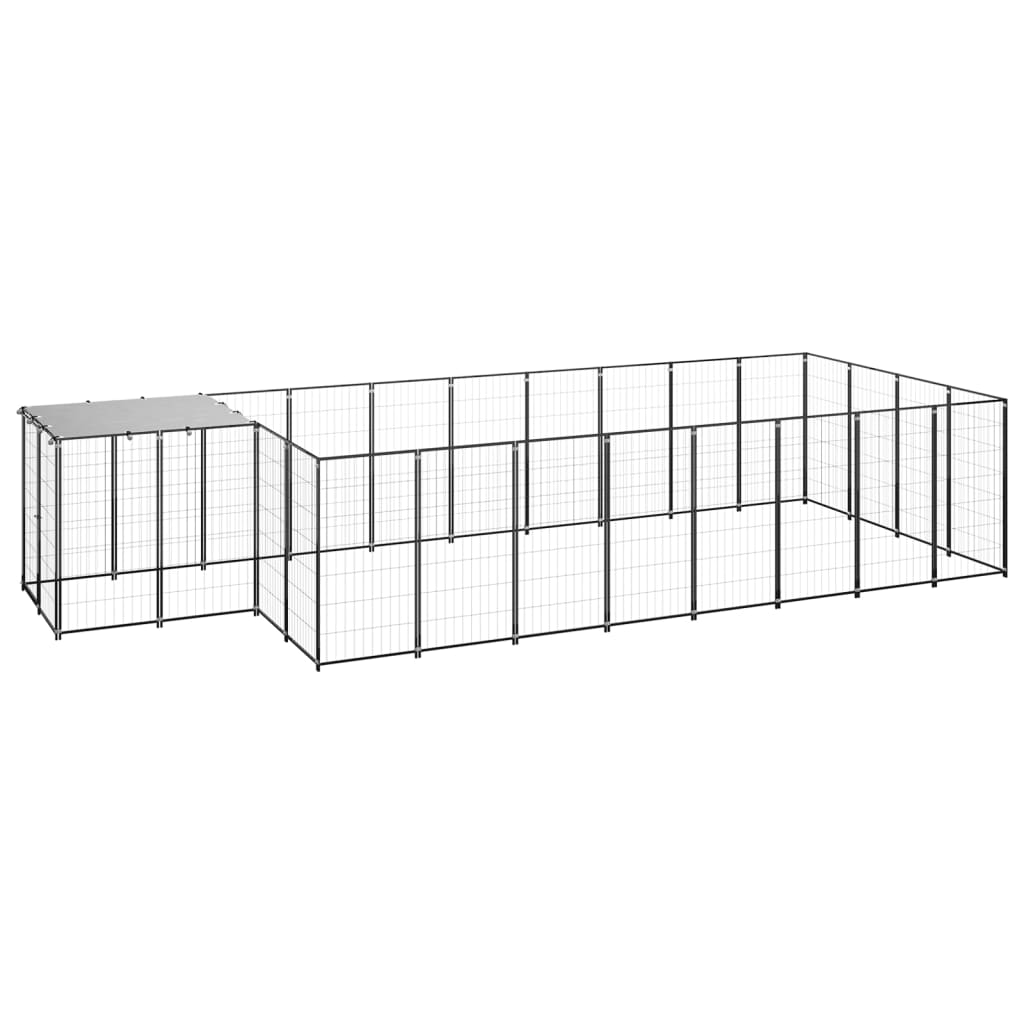 Hondenkennel 10,89 m² staal zwart - AllerleiShop