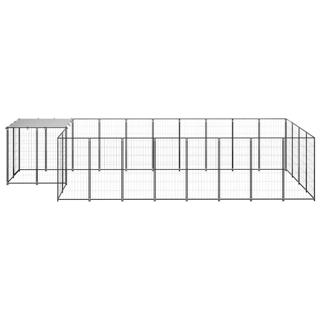 Hondenkennel 10,89 m² staal zwart - AllerleiShop