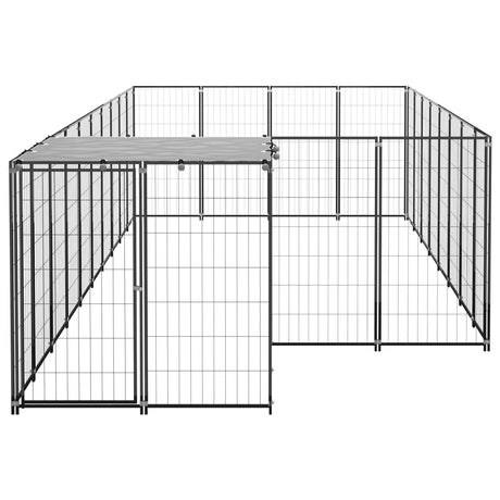 Hondenkennel 10,89 m² staal zwart - AllerleiShop