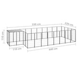 Hondenkennel 10,89 m² staal zwart - AllerleiShop