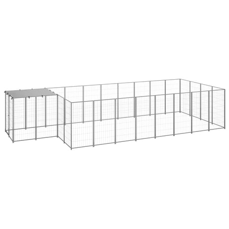 Hondenkennel 10,89 m² staal zilverkleurig - AllerleiShop