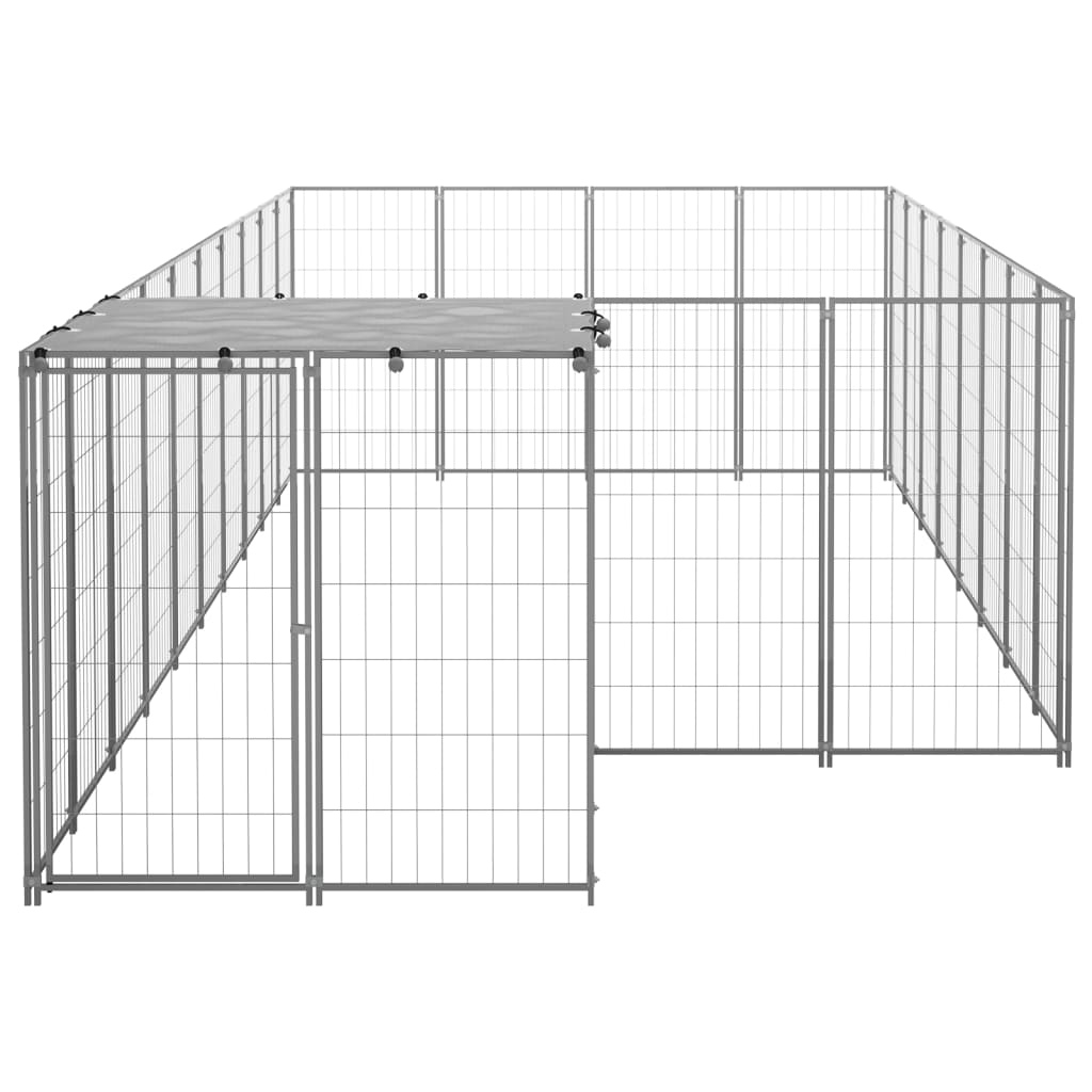 Hondenkennel 10,89 m² staal zilverkleurig - AllerleiShop