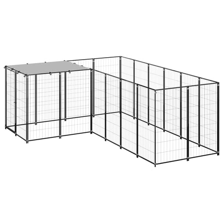 Hondenkennel 4,84 m² staal zwart - AllerleiShop