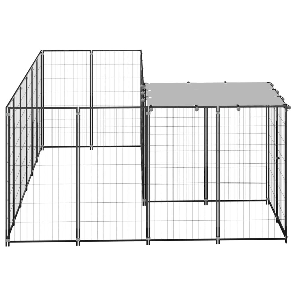 Hondenkennel 4,84 m² staal zwart - AllerleiShop