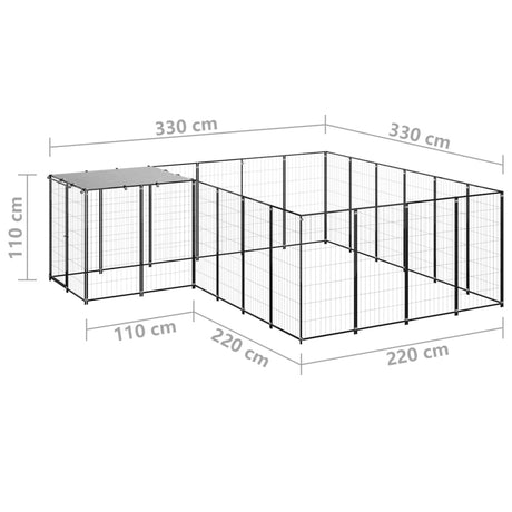 Hondenkennel 8,47 m² staal zwart - AllerleiShop