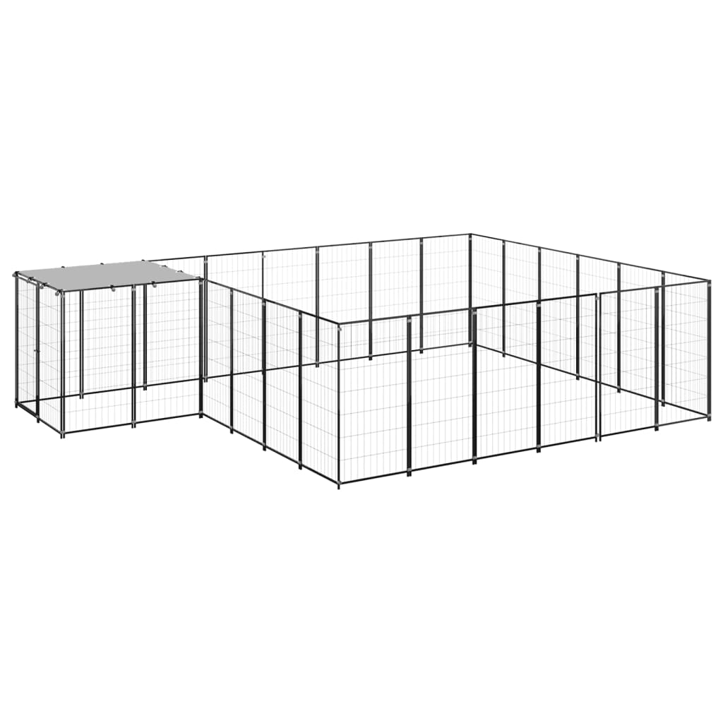 Hondenkennel 12,1 m² staal zwart - AllerleiShop