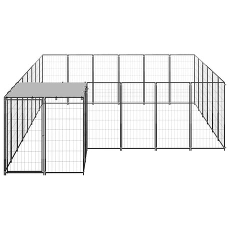 Hondenkennel 12,1 m² staal zwart - AllerleiShop