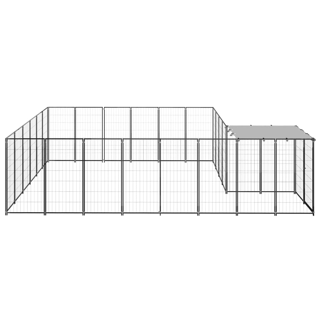 Hondenkennel 12,1 m² staal zwart - AllerleiShop