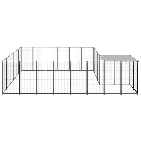 Hondenkennel 12,1 m² staal zwart - AllerleiShop