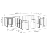 Hondenkennel 12,1 m² staal zwart - AllerleiShop