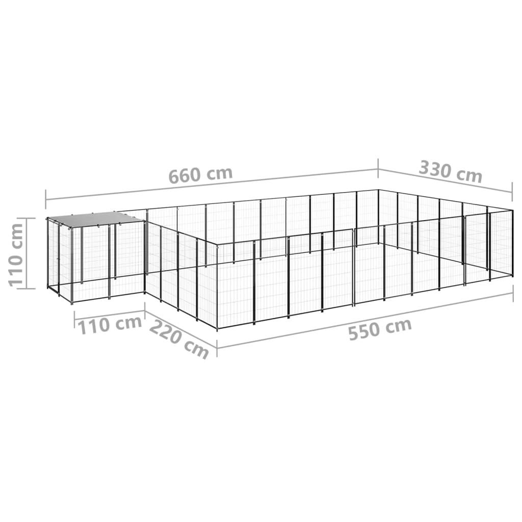 Hondenkennel 19,36 m² staal zwart - AllerleiShop