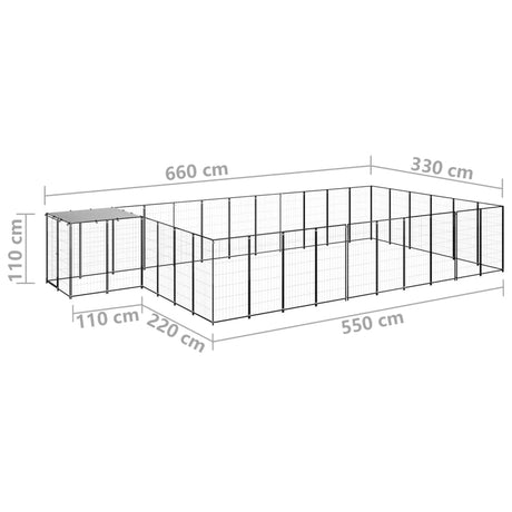 Hondenkennel 19,36 m² staal zwart - AllerleiShop