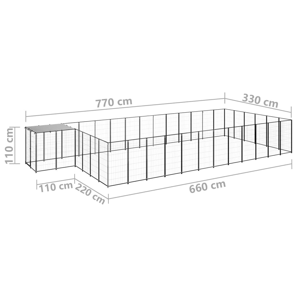 Hondenkennel 22,99 m² staal zwart - AllerleiShop