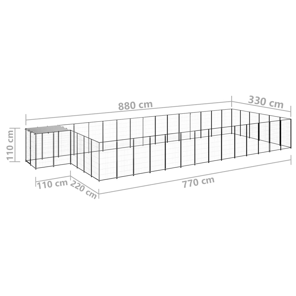 Hondenkennel 26,62 m² staal zwart - AllerleiShop