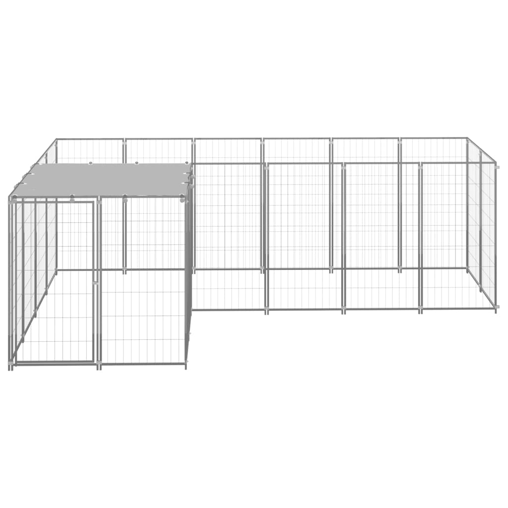 Hondenkennel 4,84 m² staal zilverkleurig - AllerleiShop