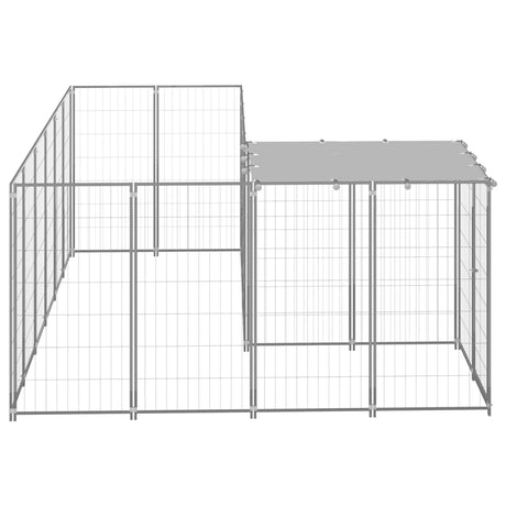 Hondenkennel 4,84 m² staal zilverkleurig - AllerleiShop