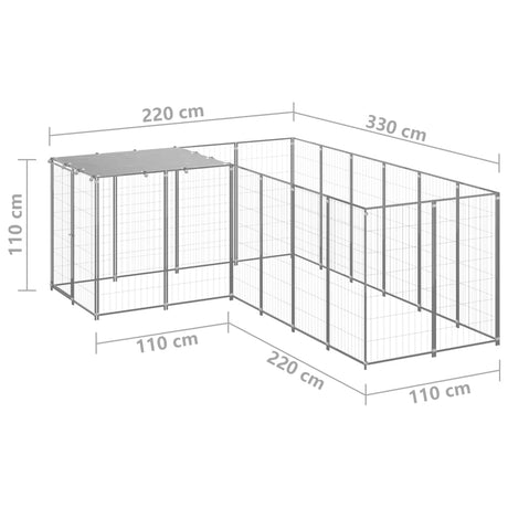 Hondenkennel 4,84 m² staal zilverkleurig - AllerleiShop