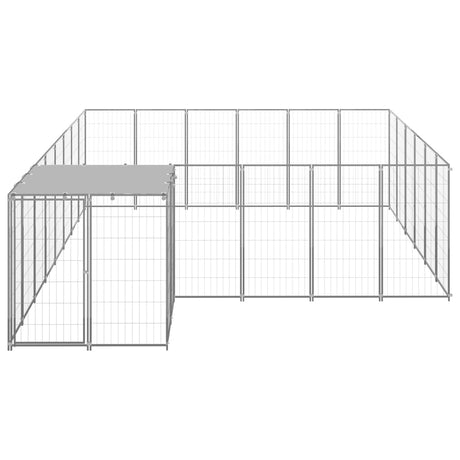 Hondenkennel 12,1 m² staal zilverkleurig - AllerleiShop