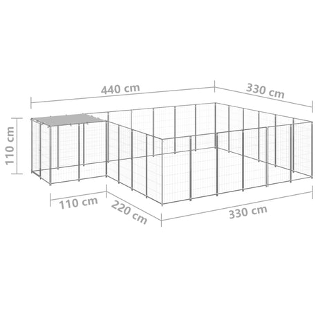 Hondenkennel 12,1 m² staal zilverkleurig - AllerleiShop