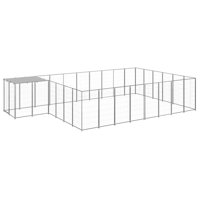 Hondenkennel 15,73 m² staal zilverkleurig - AllerleiShop