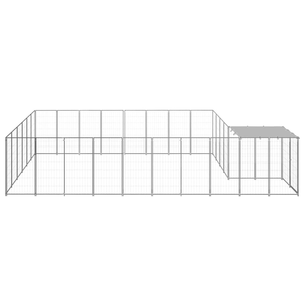 Hondenkennel 15,73 m² staal zilverkleurig - AllerleiShop