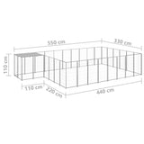 Hondenkennel 15,73 m² staal zilverkleurig - AllerleiShop