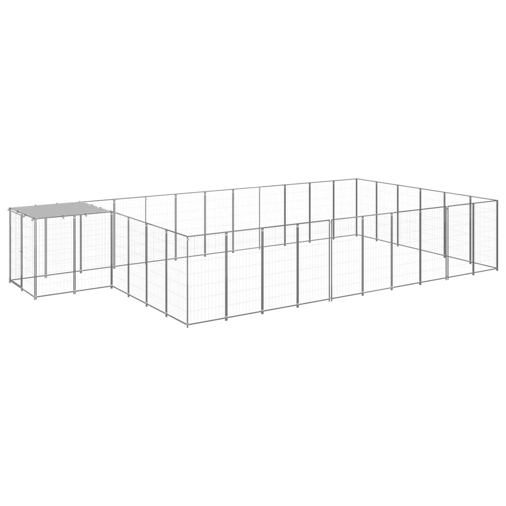 Hondenkennel 19,36 m² staal zilverkleurig - AllerleiShop