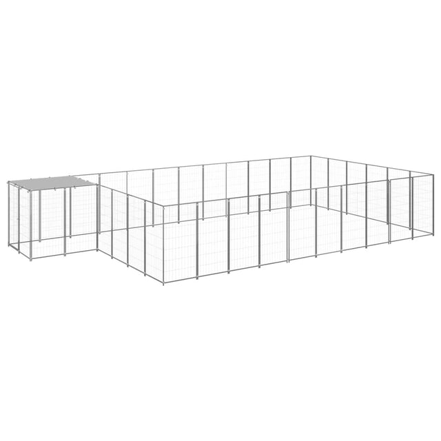 Hondenkennel 19,36 m² staal zilverkleurig - AllerleiShop