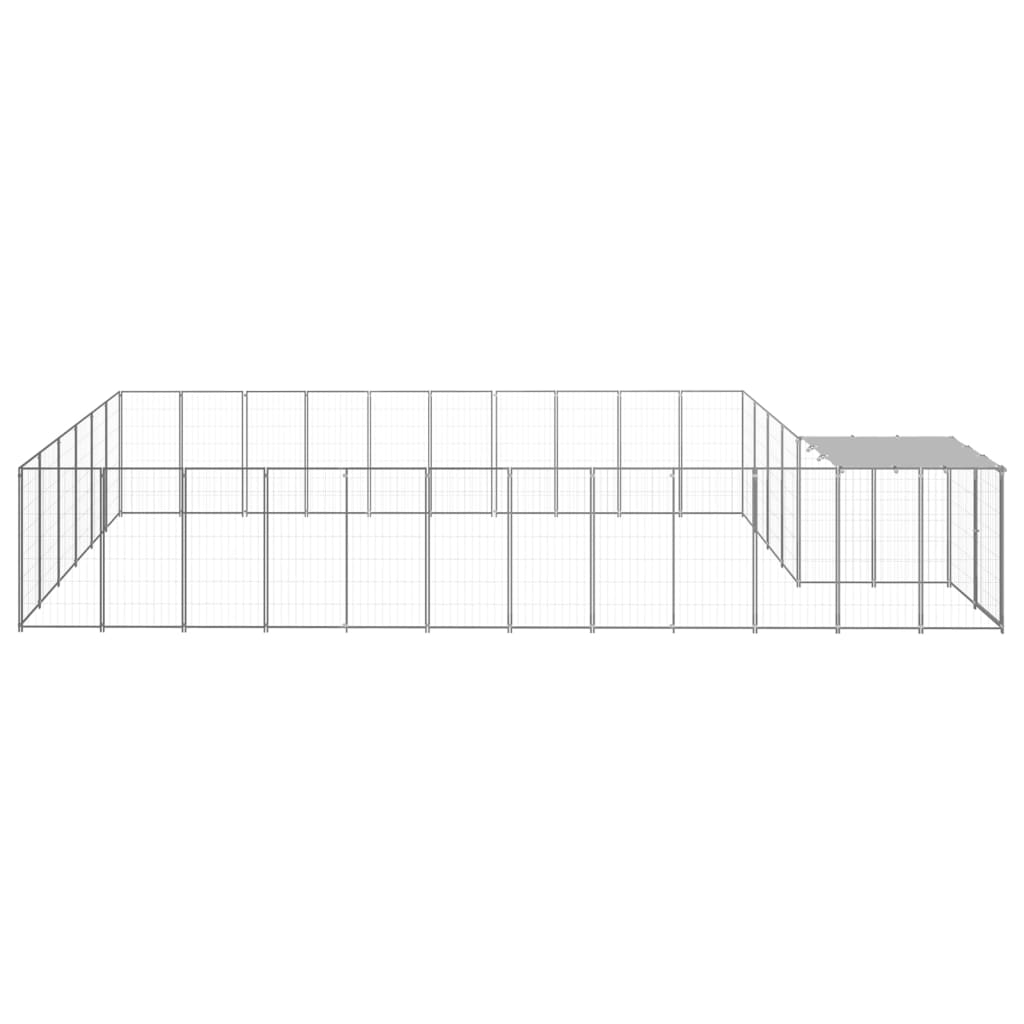 Hondenkennel 19,36 m² staal zilverkleurig - AllerleiShop