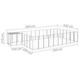 Hondenkennel 19,36 m² staal zilverkleurig - AllerleiShop