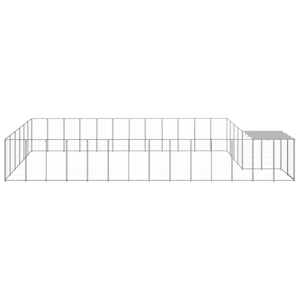 Hondenkennel 22,99 m² staal zilverkleurig - AllerleiShop