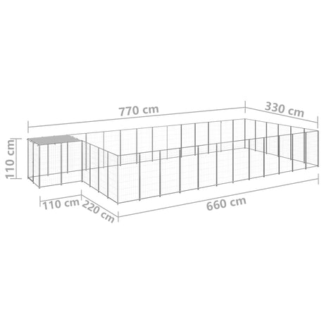 Hondenkennel 22,99 m² staal zilverkleurig - AllerleiShop