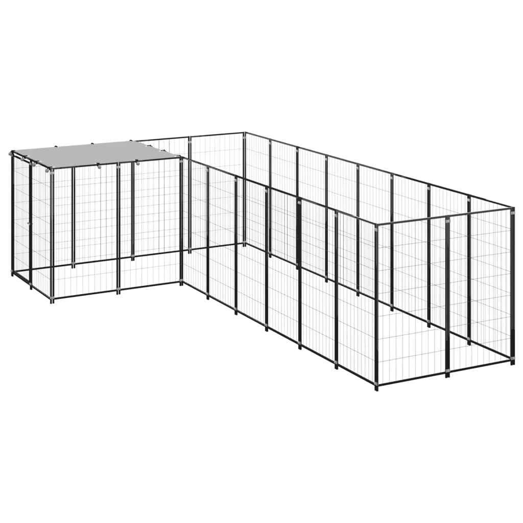 Hondenkennel 6,05 m² staal zwart - AllerleiShop