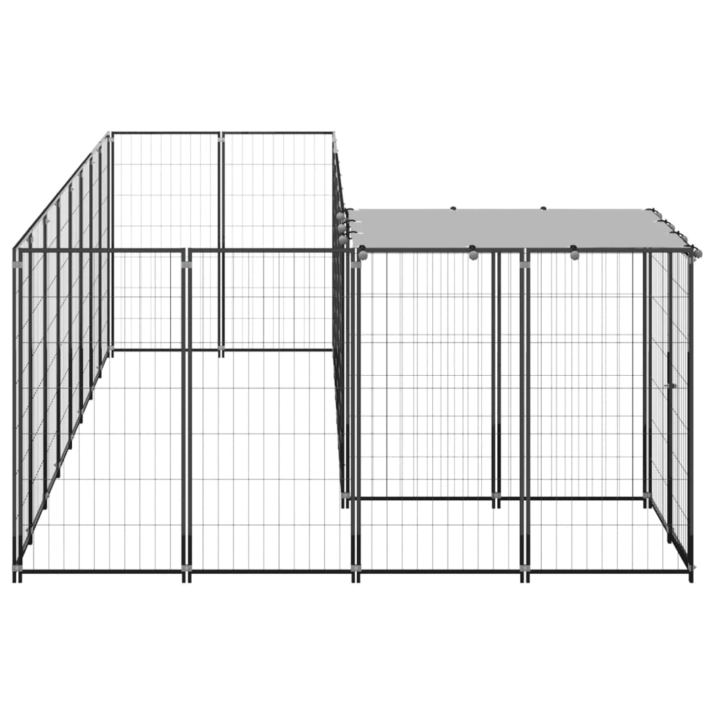 Hondenkennel 6,05 m² staal zwart - AllerleiShop