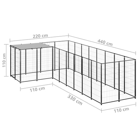 Hondenkennel 6,05 m² staal zwart - AllerleiShop