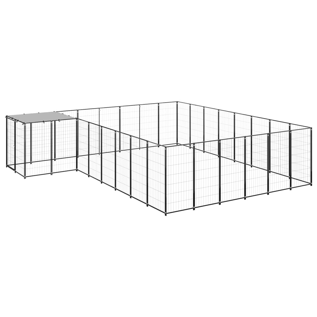 Hondenkennel 15,73 m² staal zwart - AllerleiShop