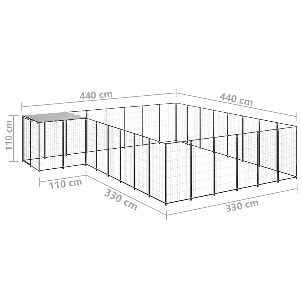 Hondenkennel 15,73 m² staal zwart - AllerleiShop